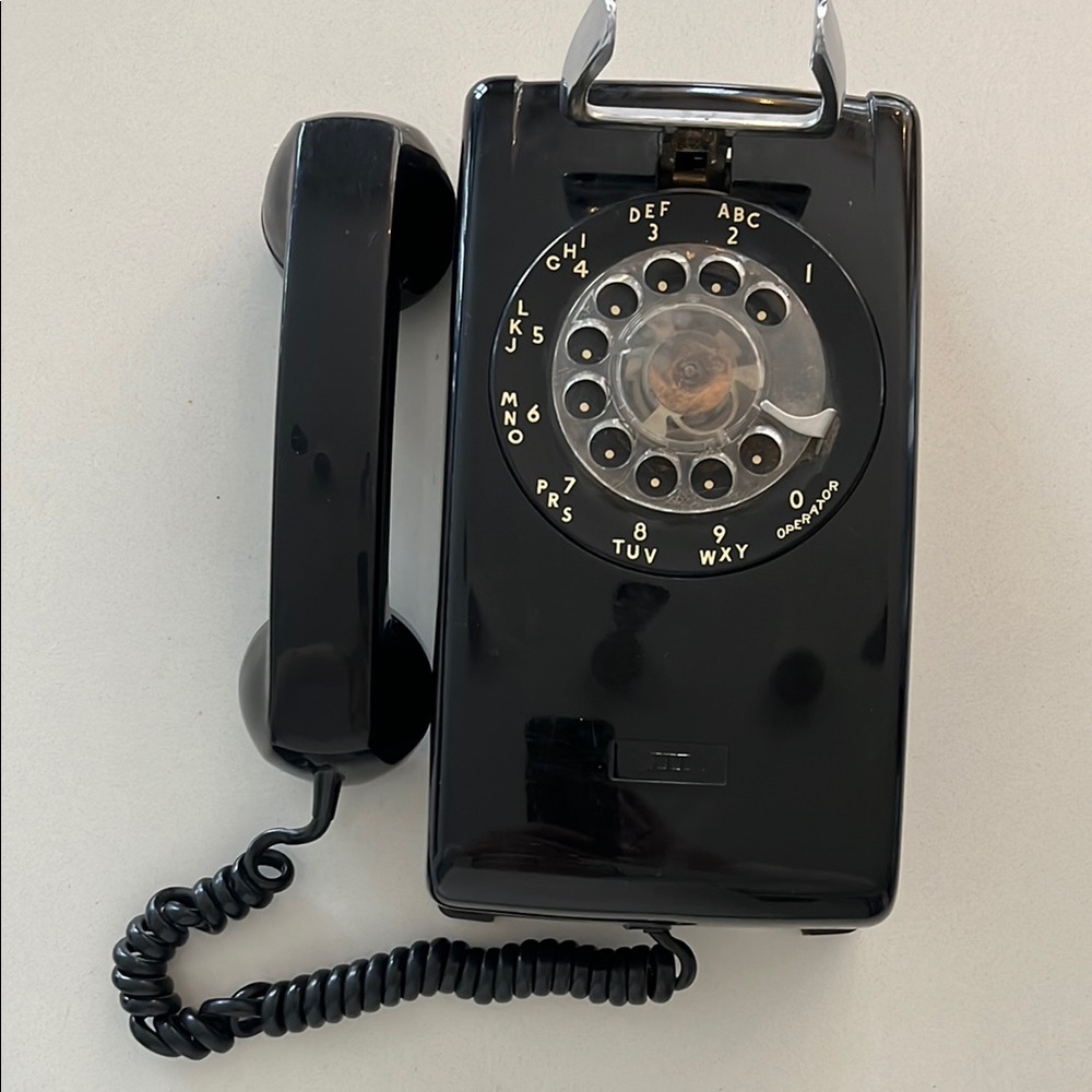 Classic Black Rotary Dial Wall Telephone